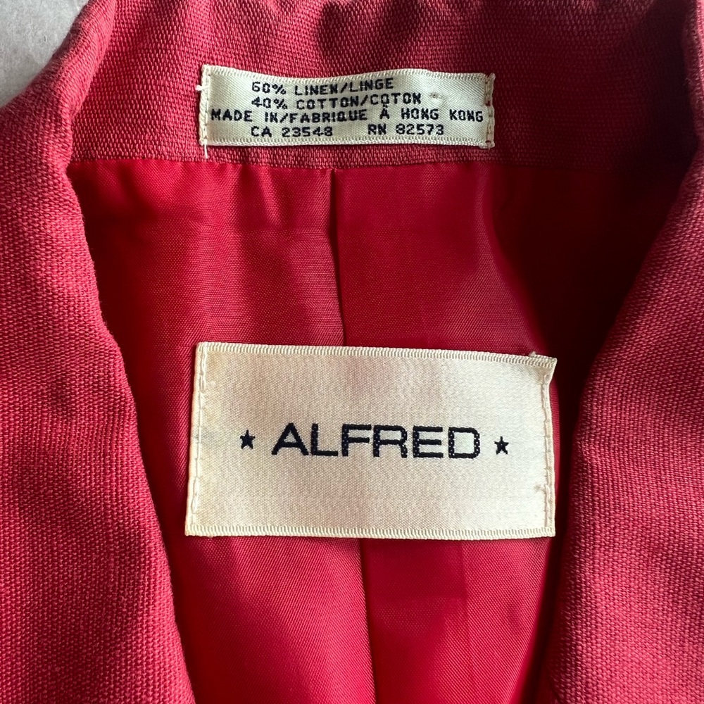 EUC VTG 90s Alfred Linen Blazer and Skirt matching wrap skirt xs coral pink - Picture 3 of 16